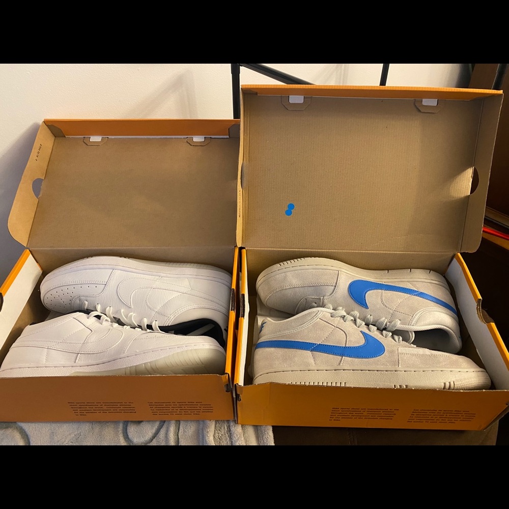 Nike Sky Force 3/4 Size 12 All White Leather Milky Cream Bottoms